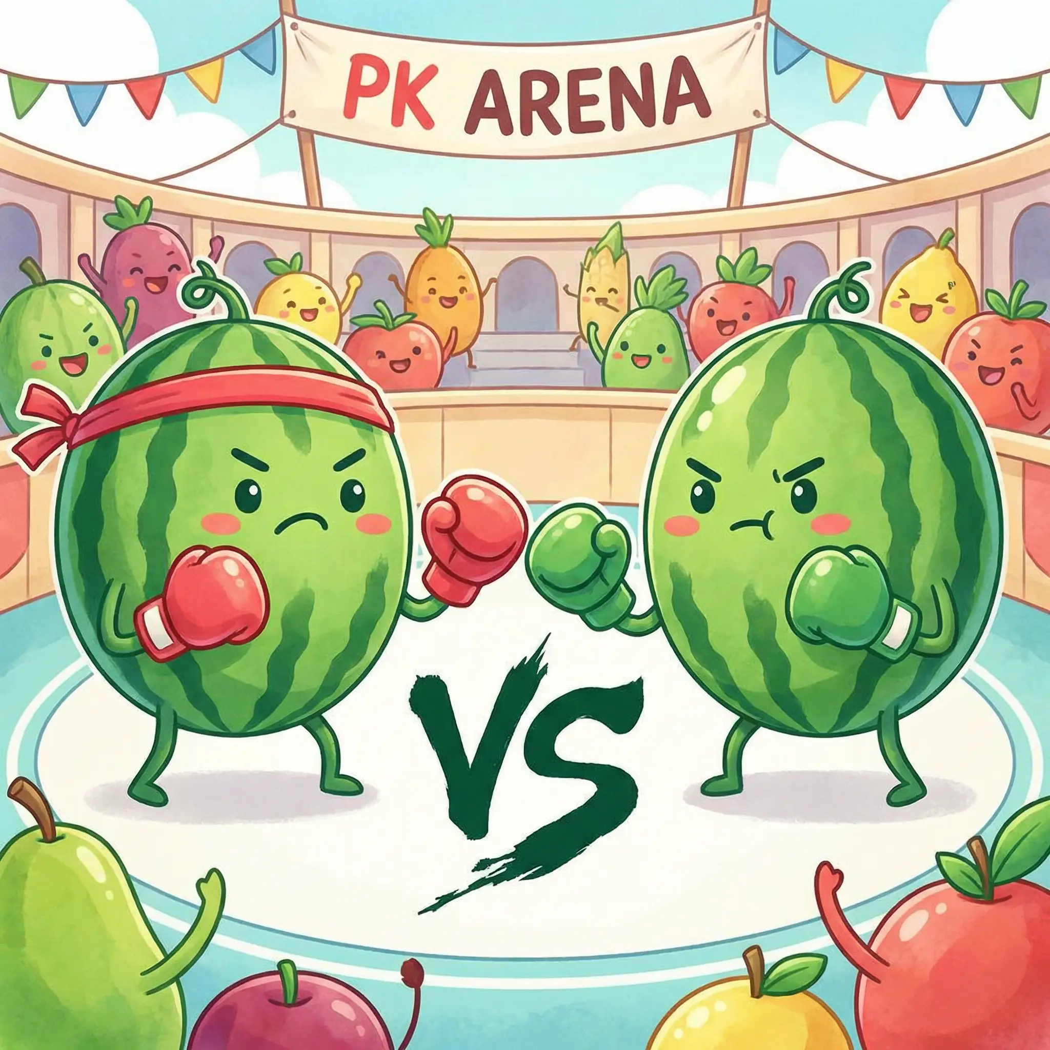 甜度PK对决插画 - 吃瓜大赛