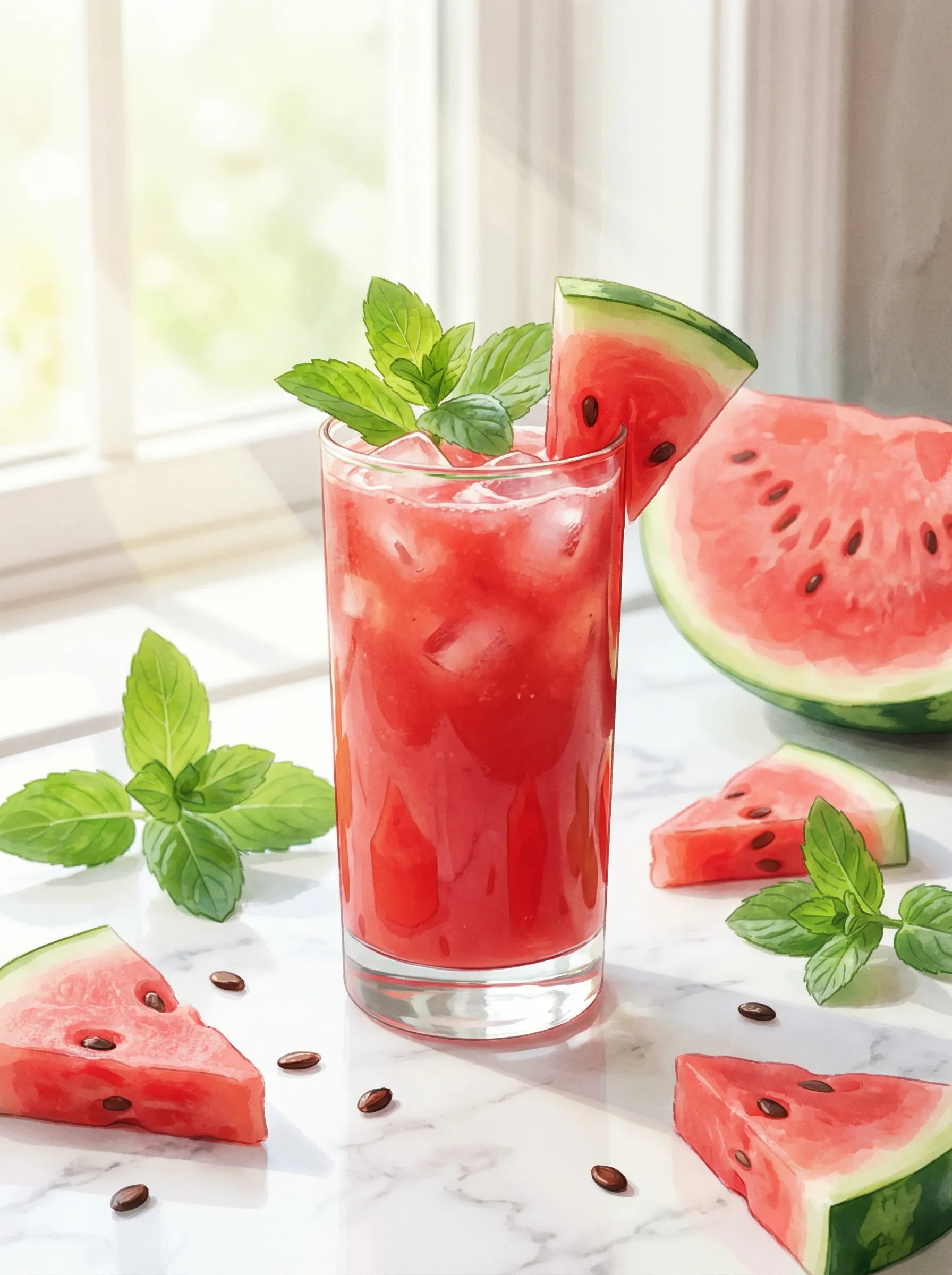 西瓜薄荷冰沙饮品 - 吃瓜大赛